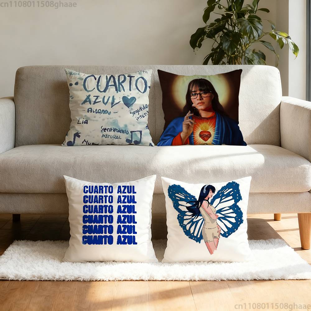 AAitana Cuarto azul Pillow Case Square DoubleSided Printing Short Plush Sofa Cushion Cover Bedroom Bedside Pillow
