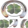Wall Decoration Four Leaf Clover Horseshoe St. Patricks Day Metal Wall Hanging Pendant Shamrock Hallway Wall Ornaments