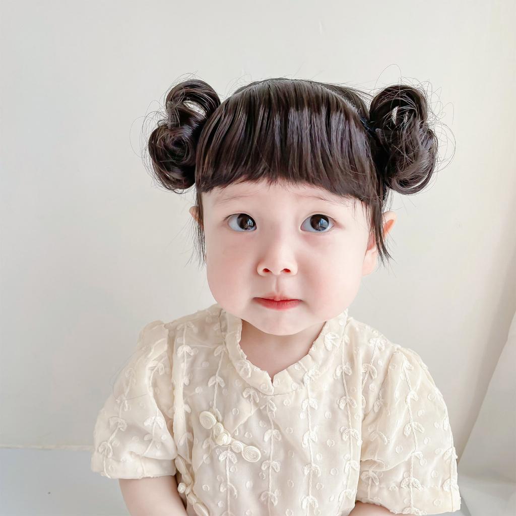 Повязка на голову в виде пучка для младенцев, парик, челка, шиньоны, накладные волосы, головные уборы для мальчиков и девочек 1-4 лет, милые повязки на голову в виде пучка, украшение для ребенка