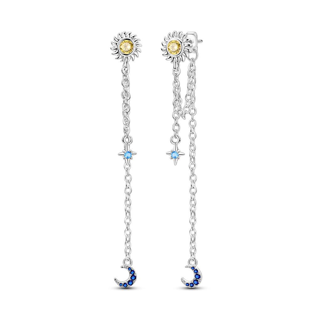 925 Silver Earring Stud For Women Moon Star Cat Design Wedding Party Jewelry Gift Handmade
