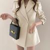 Women Blazers Suit Chic Retro Korean Casual Thin Black Khaki Pink Business Blazer Suit Jacket Female