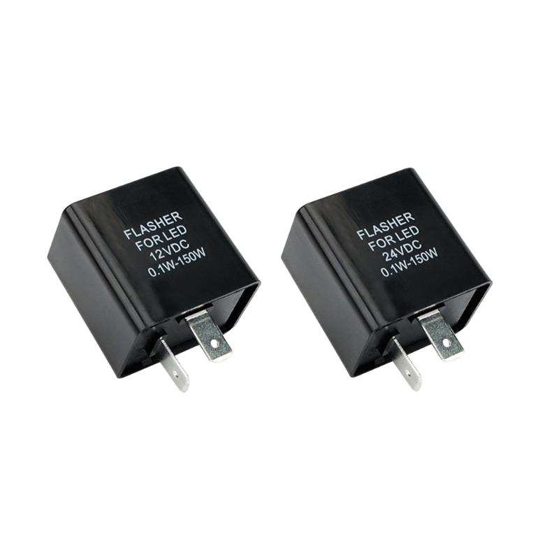 2 Pin LED Turn Signal Flasher 0.1W-150W Black Housing Replacement Part for Vehicle or Motorcycle Indicator Systems