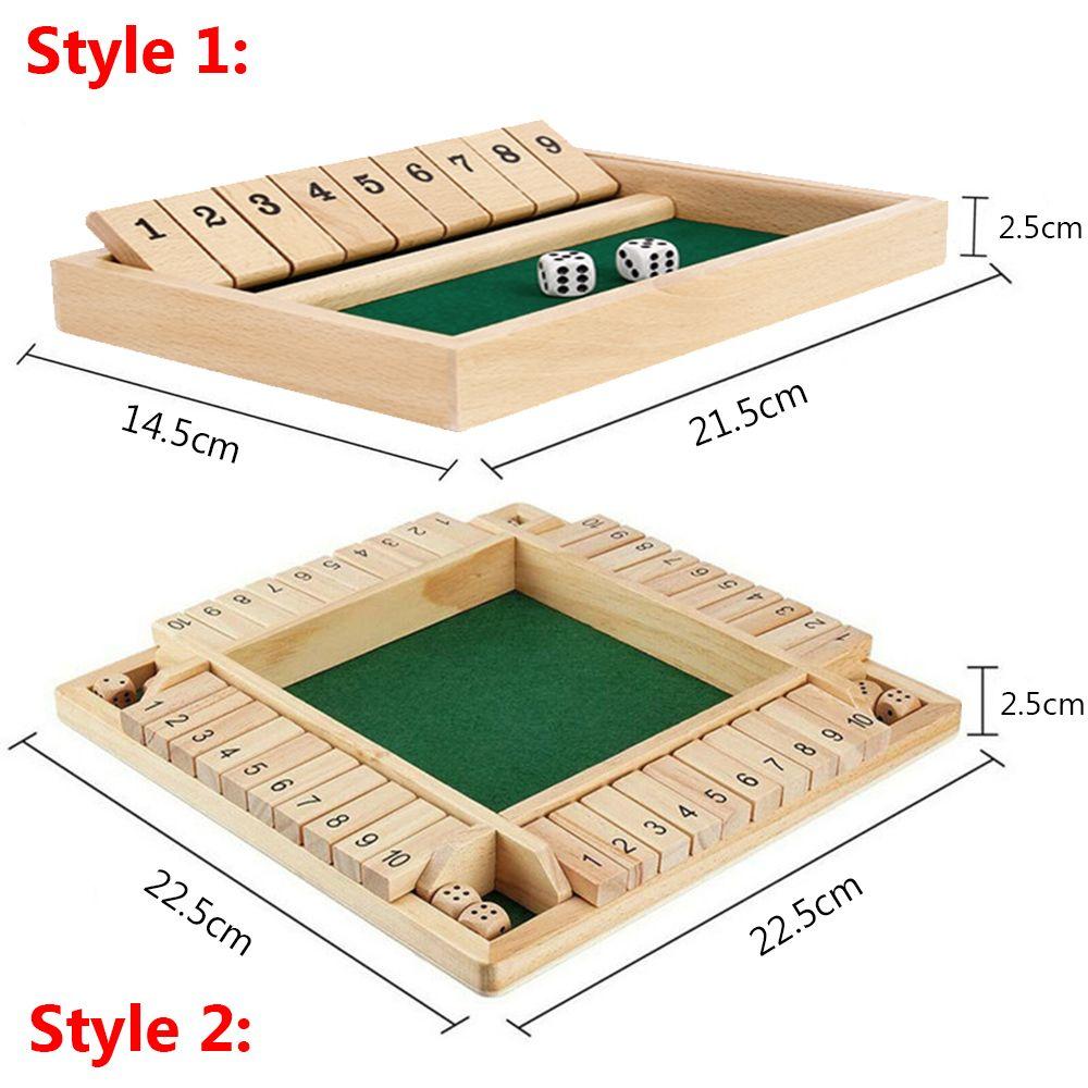 Party Supplies 4 Players 4 Sided 10 Number Wooden Dice Board Game Flaps & Dices Game Shut The Box