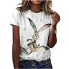 Летний топ с круглым вырезом и принтом 3D кролика, модные повседневные женские футболки с короткими рукавами