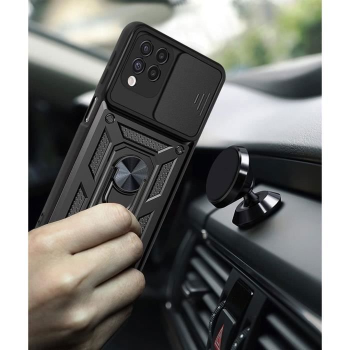 Coque de Protection - PROSHOP - pour Samsung A12 - Noir - Style Armée - Caméra Coulissante