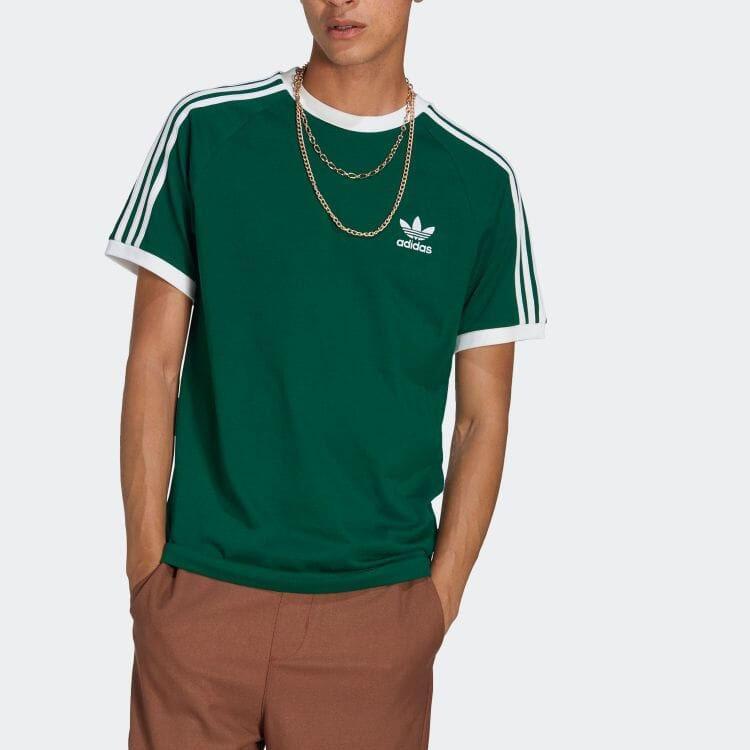 adidas Футболка Originals Home Of Classics Series с принтом логотипа-трилистника, круглым вырезом и коротким рукавом, мужские топы, зеленая IA4849