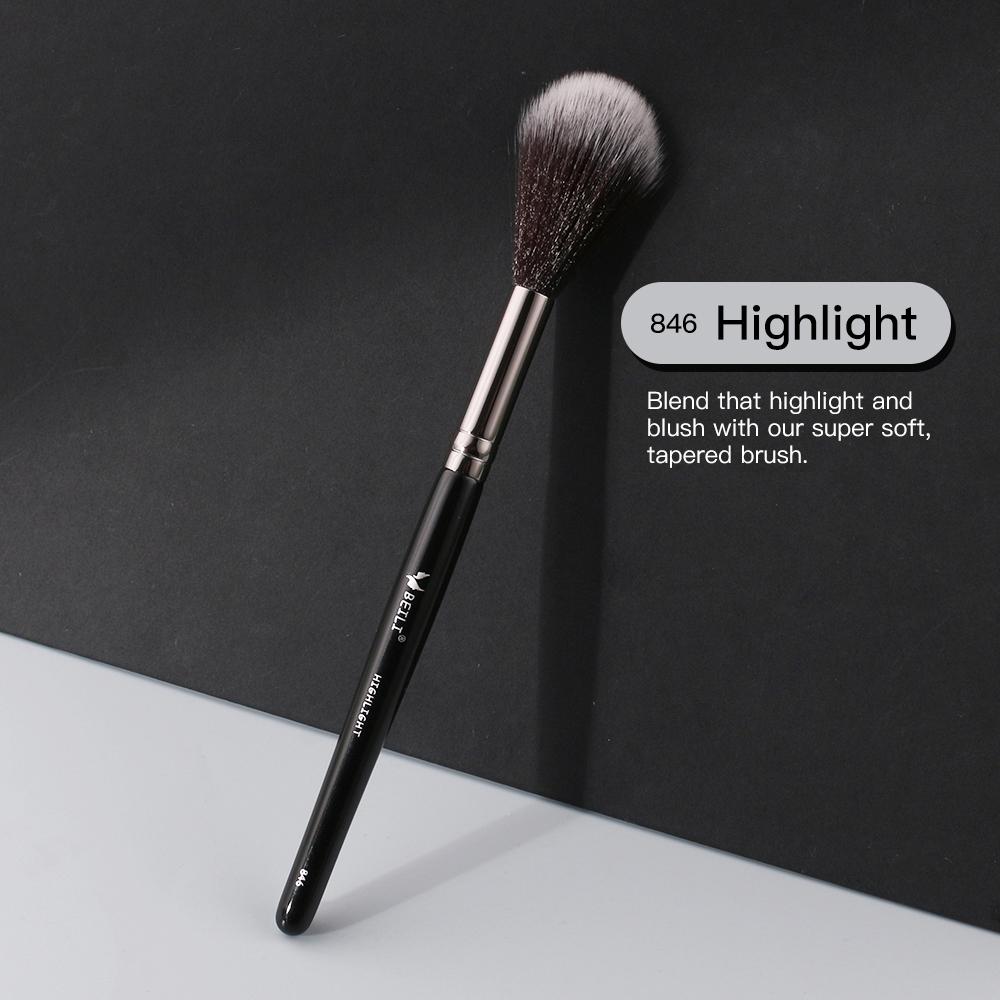 BEILI Black Long Handle Face Makeup Brushes Highlighter Synthetic Beauty Brush