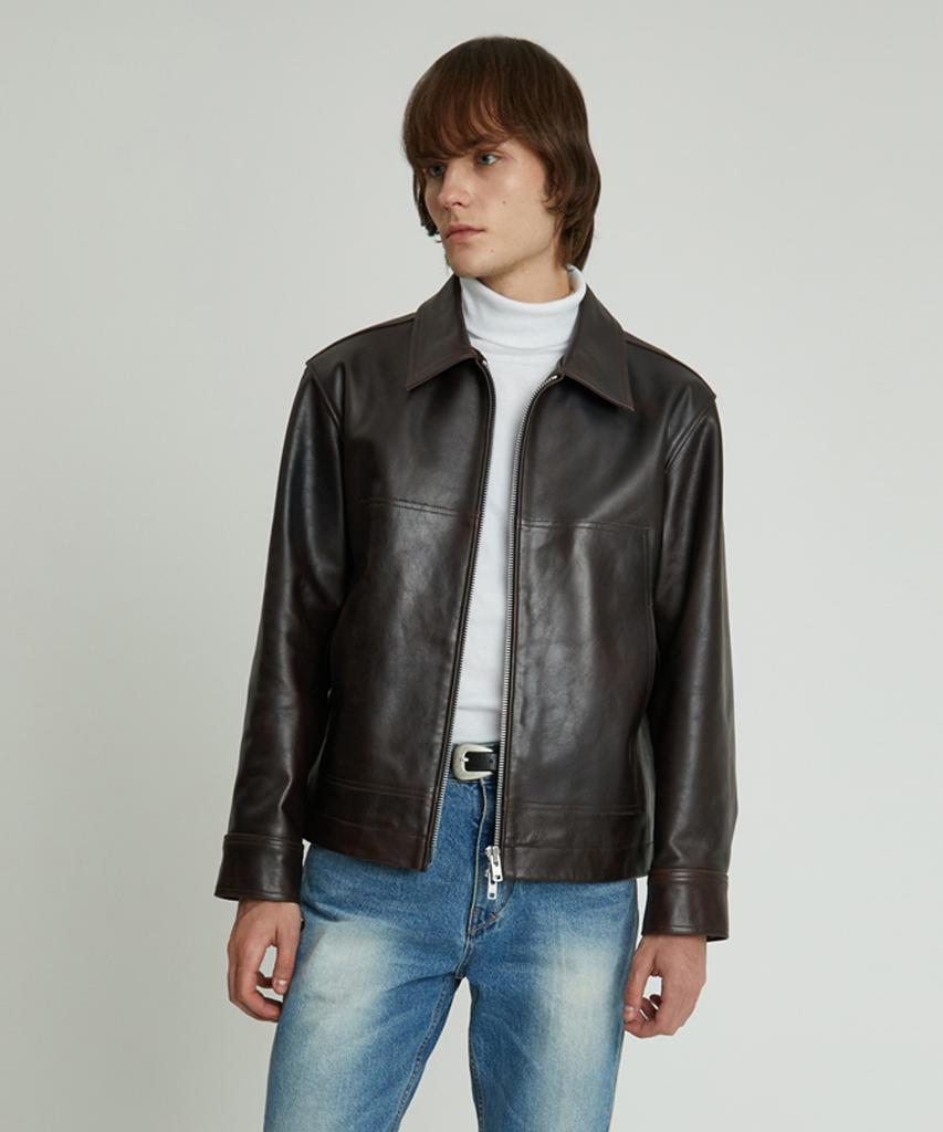 Andros Double Pocket Cow Leathr Jacket (Deep Brown)