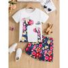 Самый продаваемый милый и симпатичный летний костюм для девочек с короткими рукавами и принтом пятнистого оленя с буквами, нежный и свежий стиль