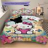 3 шт. Постельное белье с рисунком Hello Kitty и разноцветной ромашкой, 1* Пододеяльник + 2* Наволочки, Постельное белье с принтом, Мягкое и удобное.W034