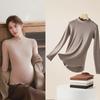 Maternity High Collar Velvet Top for Winter - Women's Thin Sweater for Pregnancy