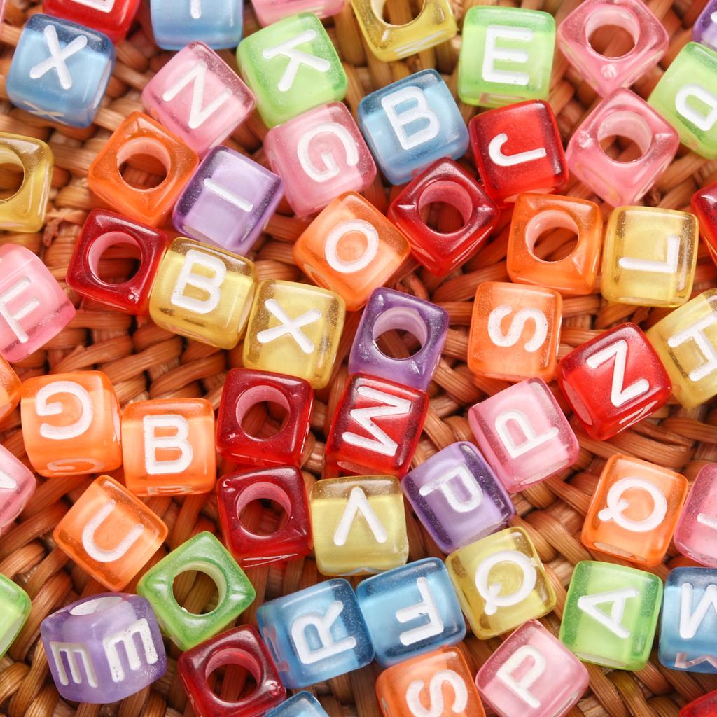 80 шт. 6 мм Квадратный акриловый кубик Буква Свободная бусина для изготовления ювелирных изделий DIY Браслет Материалы ручной работы Подвески Аксессуары