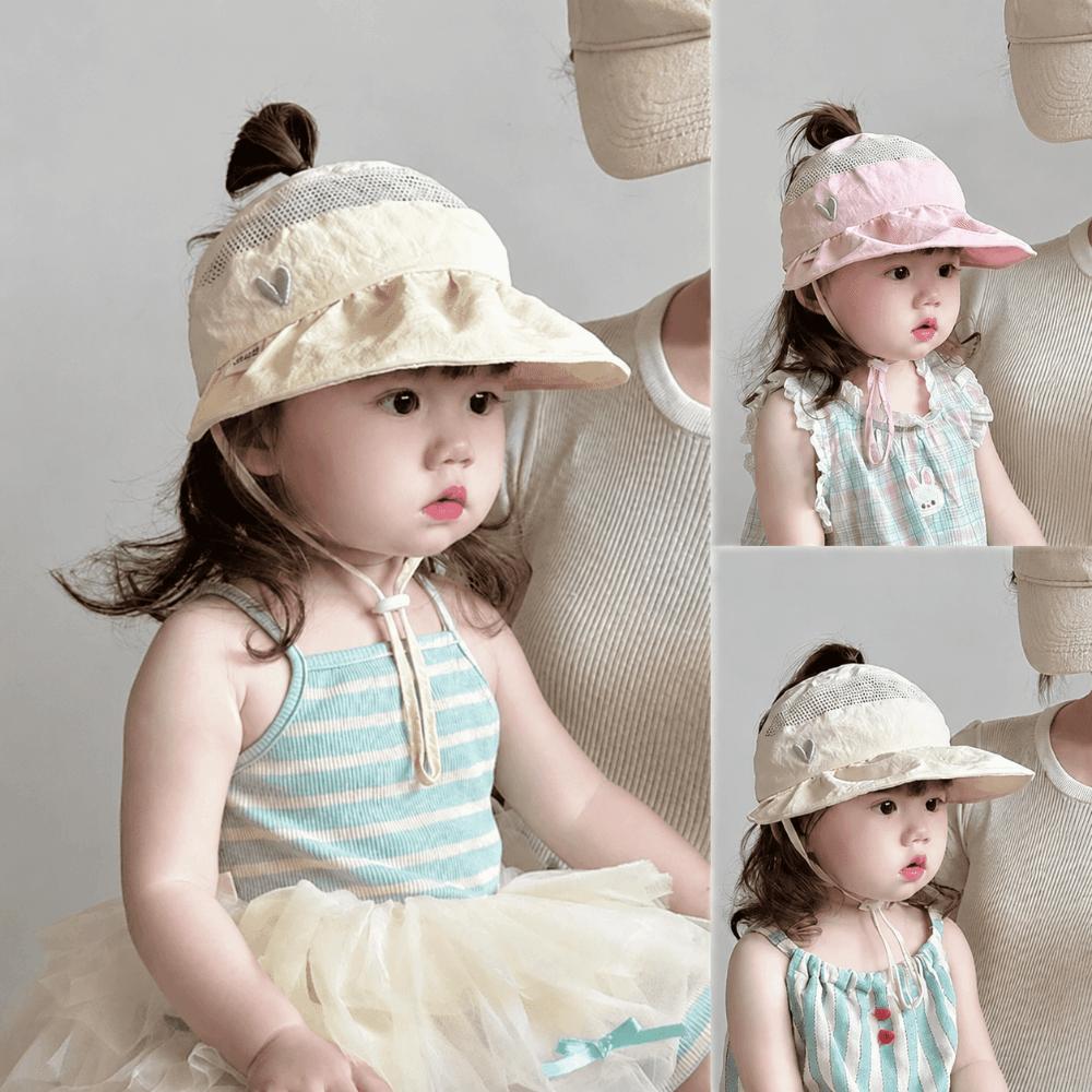 Lightweight Kids Cap Breathable Mesh Sunshade Hat Cute Large Brim Hat  Summer