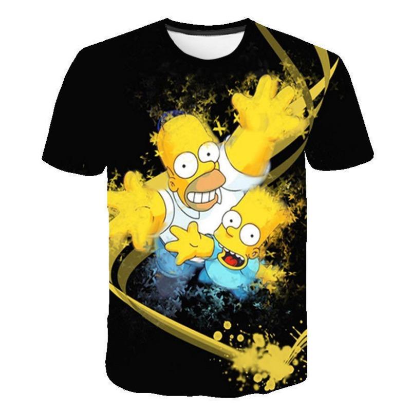 Летний тренд: Детская футболка The Simpsons с 3D-печатью, короткий рукав