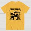 Meowtallica Cat Drummer funny cat Cotton Casual Cool Loose T-Shirt