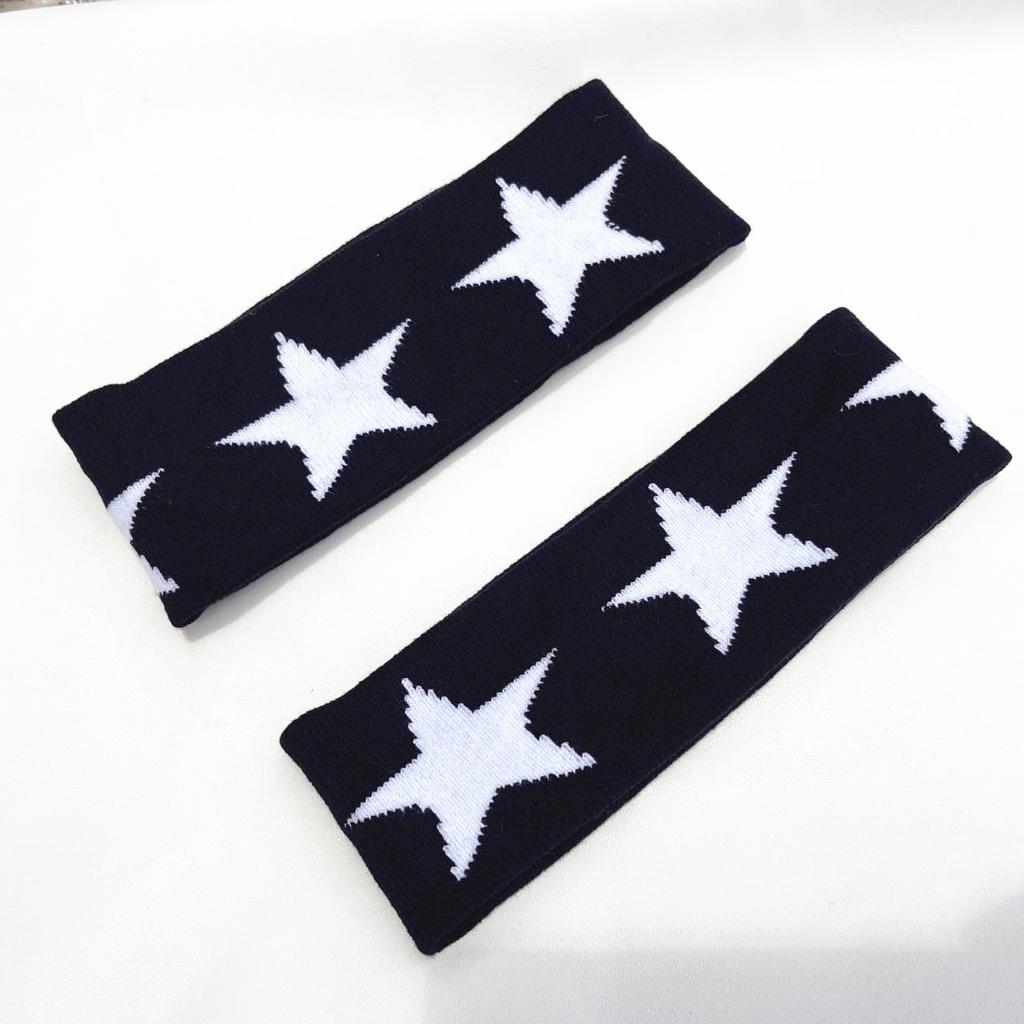 Vintage Plaid Star Print Cotton Headband, Unisex Retro Geometric Hair Band