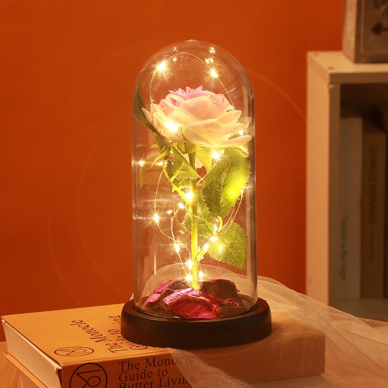 New eternal flower acrylic cover rose gift flower led night light decorative ornament spot