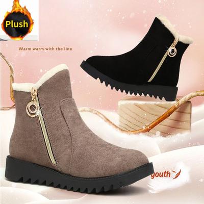 Зимние сапоги женские модные зимние сапоги на молнии женские теплые плюшевые туфли на платформе нескользящие ботильоны женские новые сапоги на плоской подошве женские