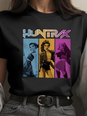 Женская повседневная футболка с коротким рукавом Huntrix Kpop с графическим принтом, обычного кроя, с круглым вырезом, топ яркого цвета, всесезонная