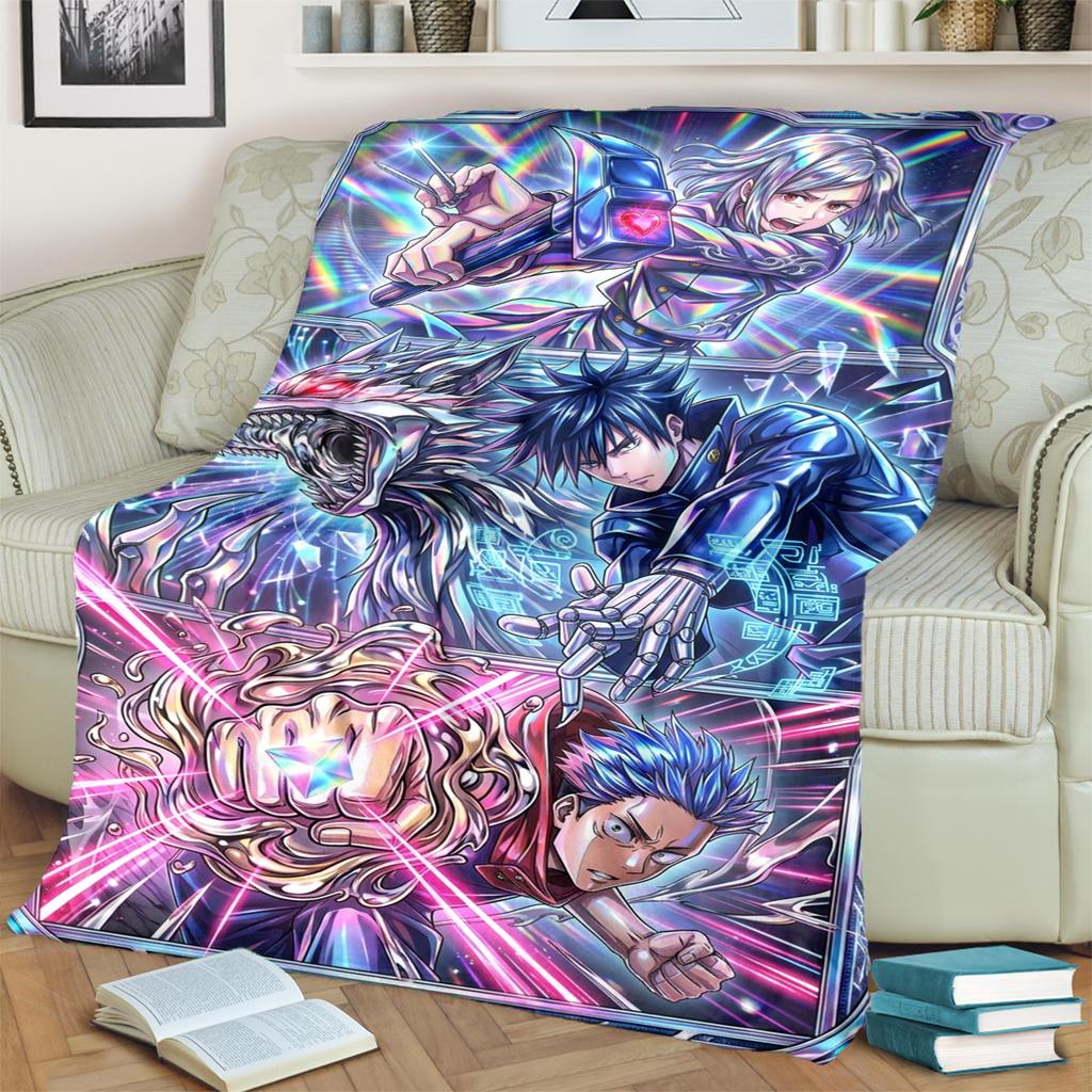 Warm Jujutsu Kaisen Blanket Flannel Material for Bedrooms, Sofas, Beds, Chairs, Picnics, Travel