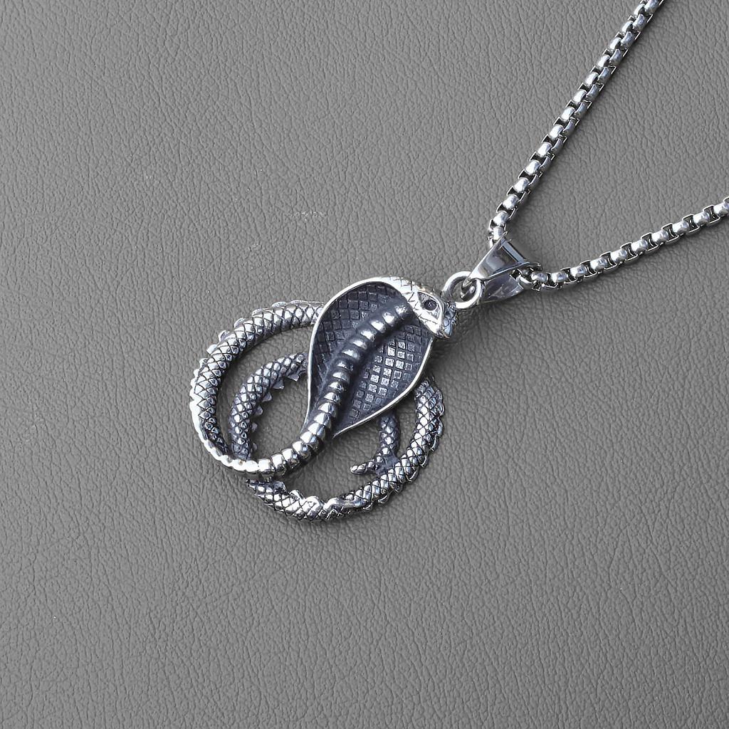 Источник Ретро и старые животные титановая сталь ожерелье ювелирные изделия, персонализированный кулон Cobra King титановая сталь