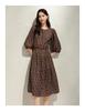 Jiuzi Anna Kou Elegant Maillard Geometric Printed Chiffon Waist Dress for Women, Spring 2025 New Collection
