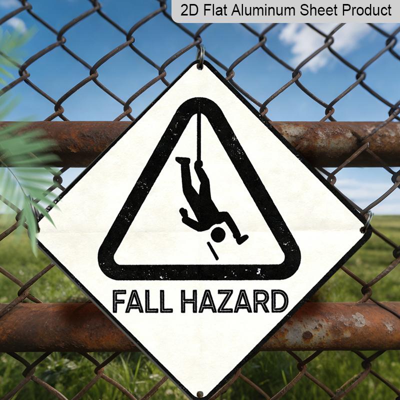 2D Flat, 1pc Vintage Falling Hazard Warning Sign - Heavy-Duty Aluminum Retro Safety Decoration Suitable for Construction Site, Garage, Warehouse