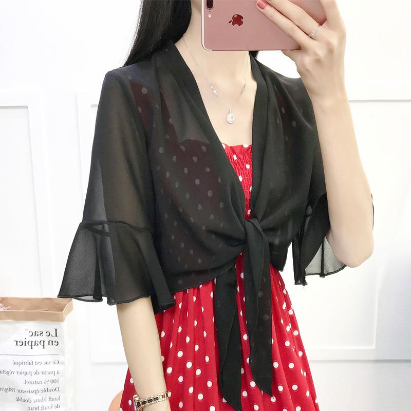 Шифоновая шаль - рубашка для защиты от солнца - Легкий летний кардиган с жилетом