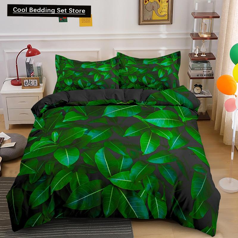 Комплект постельного белья «Природа» с изображением тропических зеленых листьев, джунглей и растений, пододеяльник с 3D-ботаническим рисунком из полиэстера