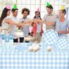 Napkin Tableware Set Blue Checkered Disposable Tableware New Party Supplies  Birthday Party