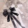 Брошь-бант из кружева в корейском стиле с длинной лентой и стразами для женщин, галстук-бабочка, булавка для воротника рубашки