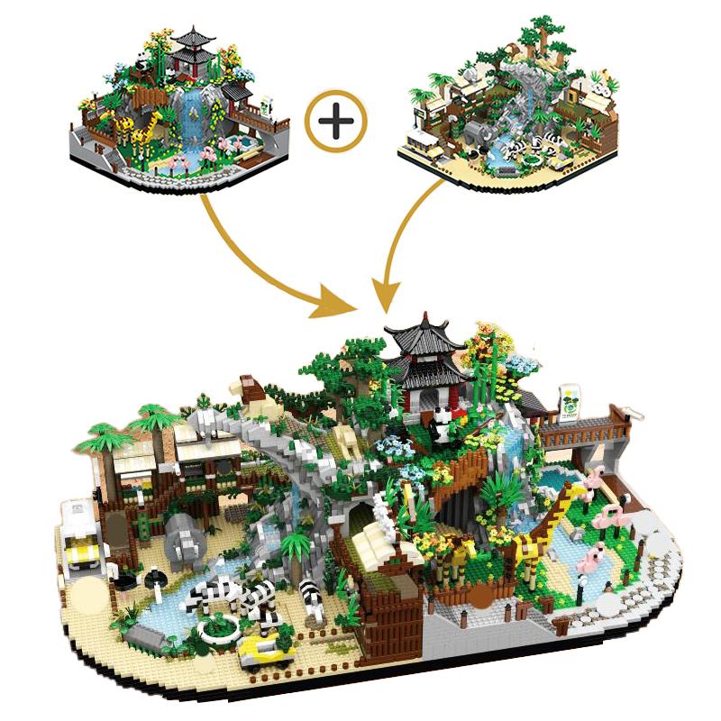 4800 шт., креативные микрочастицы, африканская дикая природа, лев, зебра, животное, зум, городские строительные блоки, вид на улицу, сборка кирпичей, игрушки