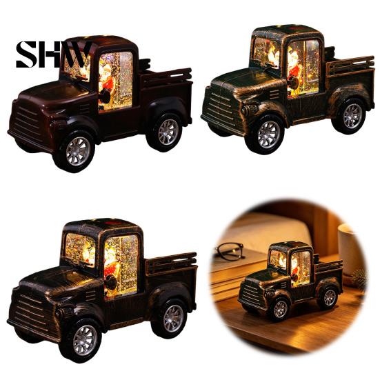 Vintage Christmas Decoration Retro Pickup Truck Night Light with Snow Lantern, Battery Decorative for Kids Operated LED Lamp Home Bedroom, Holiday