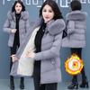 Medium Long High-Grade Ladies Down Cotton-Padded Jacket Winter Plus Size Add Velvet Padded Cold-Proof Warm Coat