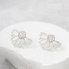 New Creative Hollow Lotus-shaped Flower Full Crystal Double Side Back Post Hanging Stud Earrings for Women Jewelry