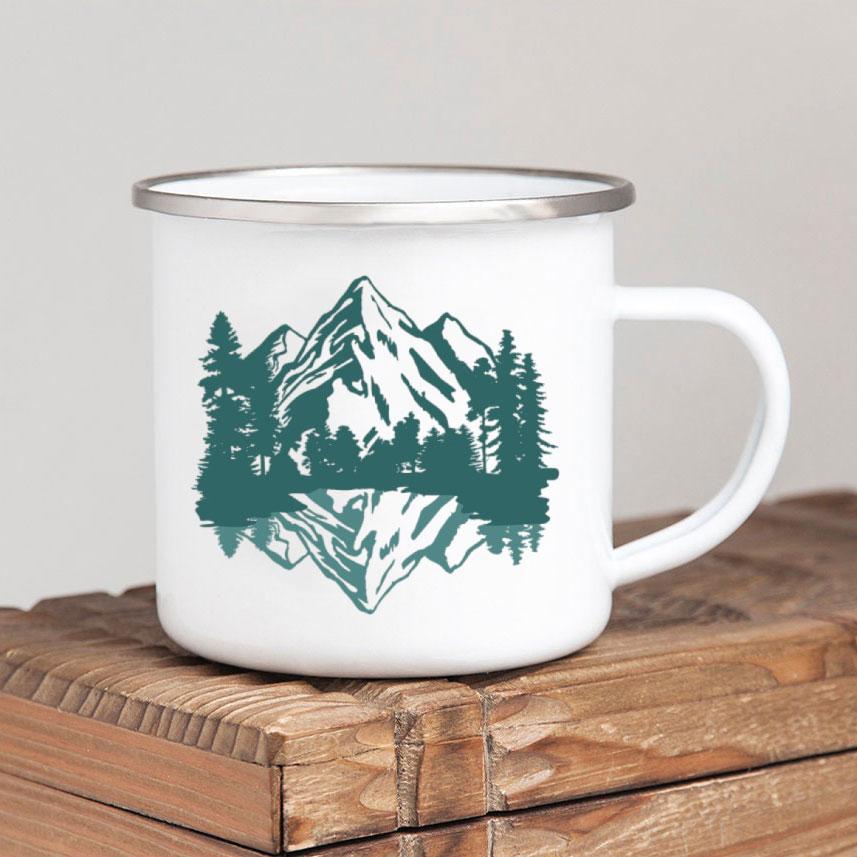 Эмалированная кружка для кофе Forest Camp Adventure Together Camping Cup Идея подарка для Camper Campfire Кружки для походов на открытом воздухе Фестиваль путешествий
