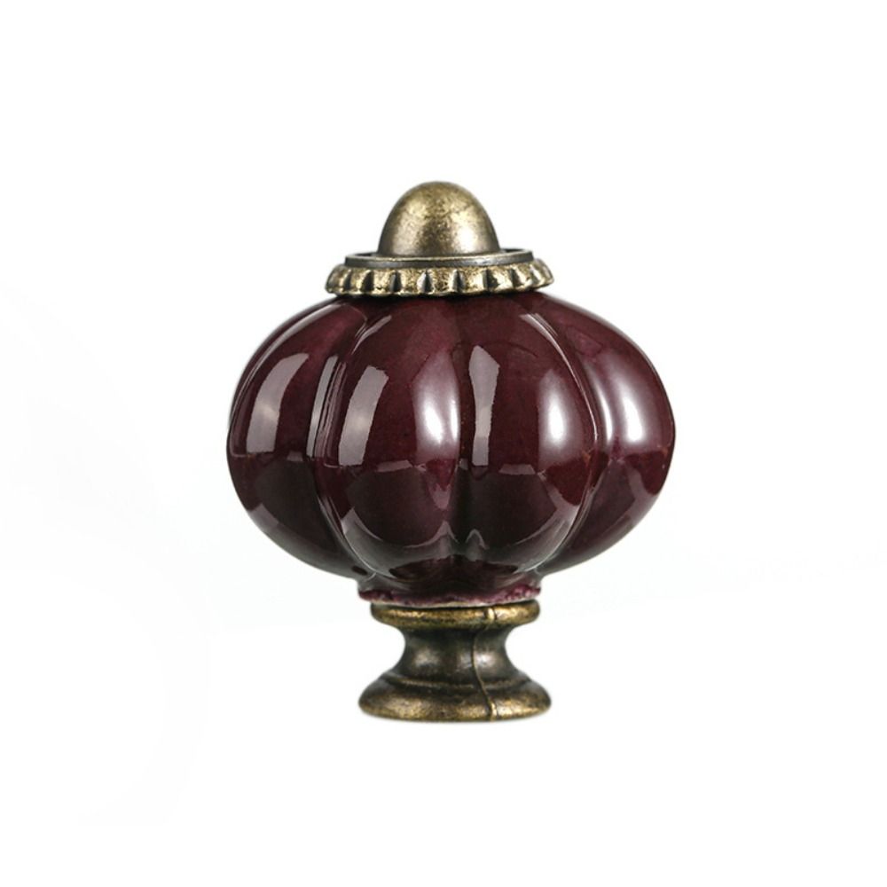 Single Hole Cabinet Knob Round Drawer Knobs Retro Ceramic Pumpkin Handle  Kitchen