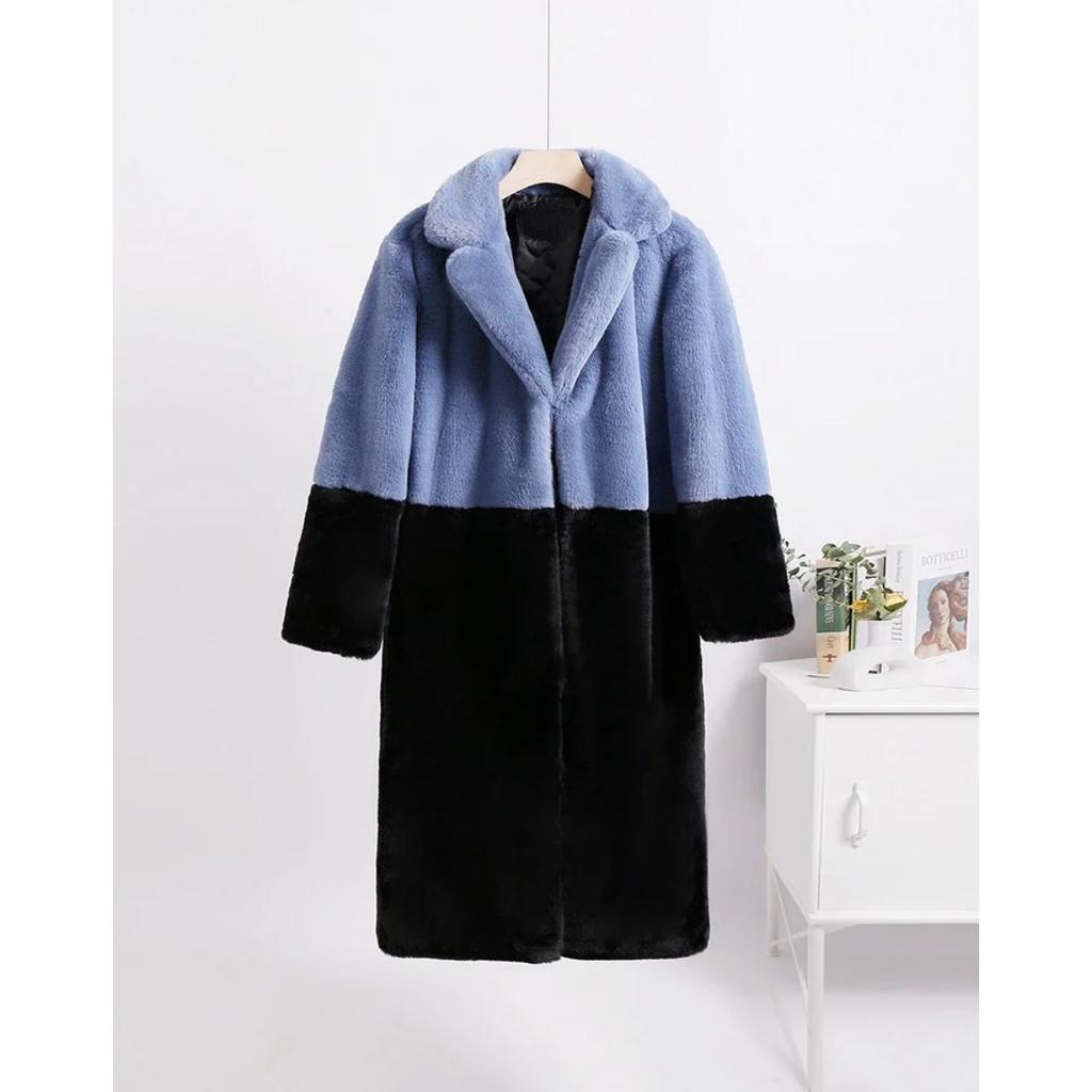 Winter Women High Quality Faux Rabbit Luxury Long Fur Coat Lapel OverCoat Thick Warm Female Plush Jacket Large Size 5XL