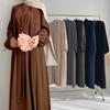 Abaya To'plami Ajinli Matodan Ochiq Abaya Ichki Uzun Ko'ylak Kiyim Musulmon Ayollar Liboslari To'plami Kaftan Iyd Ro'moli