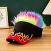 Sun Visor Cap with Fake Hair Funny Fashion Golf Baseball Hat for Running Camping