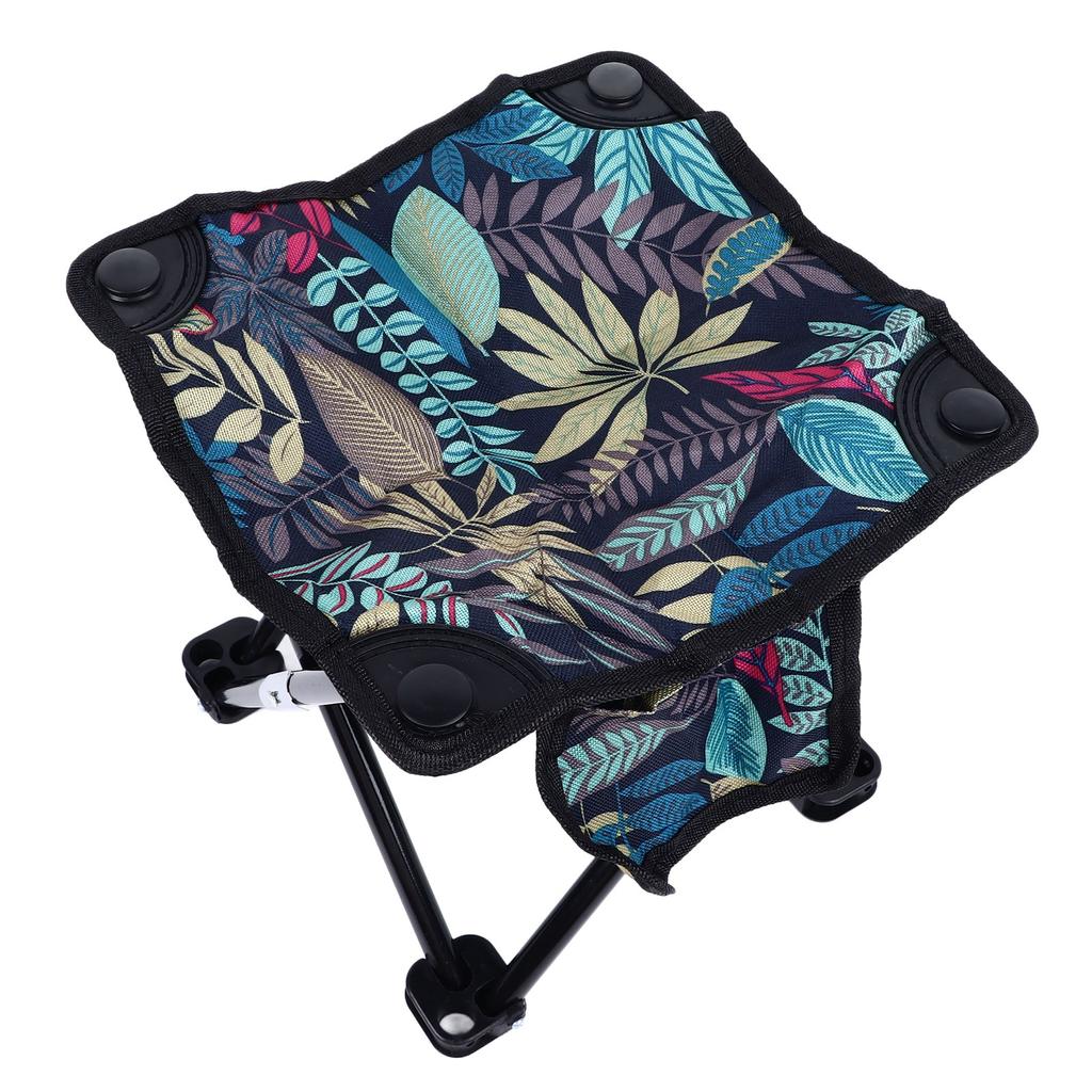 Camping Stool Canvas Portable Leaf Pattern Compact Outdoor Folding Chair with Carrying Bag for Adults Fishing Hiking