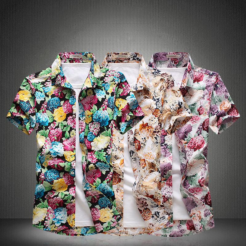 Stylish Summer Casual Floral Short Sleeve Shirt For Men In Plus Sizes With Comfortable Fit