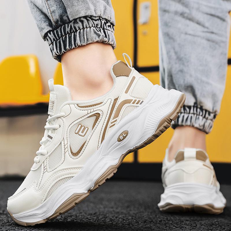 Мужские повседневные спортивные туфли толстая подошва лето новые дышащие мягкая подошва нескользящие комфорт уличные кроссовки модные сетчатые кроссовки