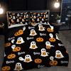 3-piece Halloween themed black cute ghost pattern duvet cover set 1 duvet cover+2 pillowcases coreless