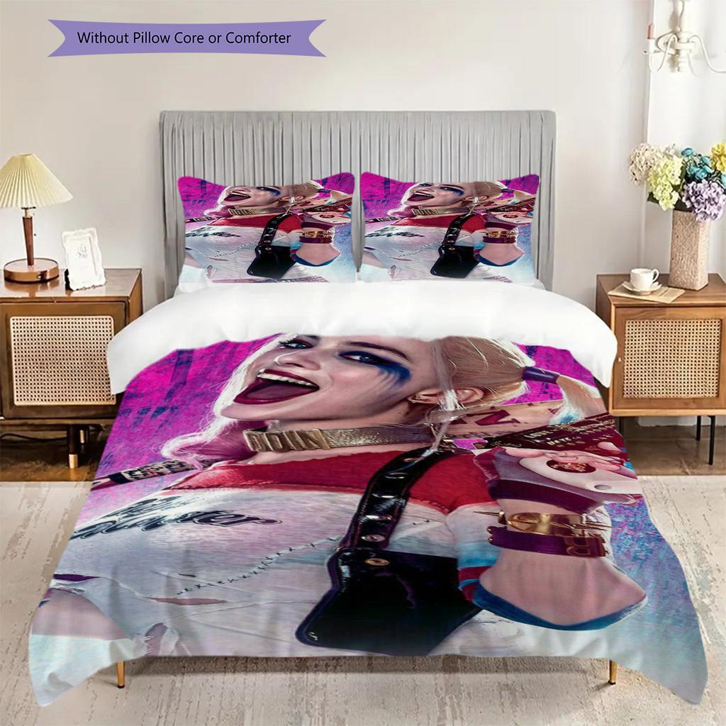 Harley Quinn Queen Hearts Bedding 1 Duvet Cover 2 Pillowcase Without Core Duvet Cover And Pillowcase Bedding Set Soft And Comfortable