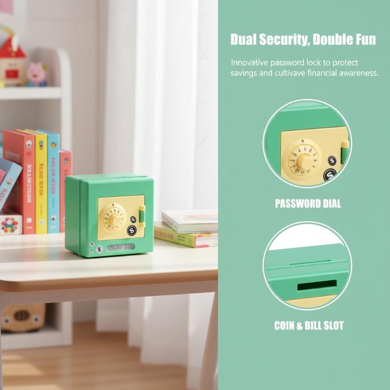 Mini Password Combination Lock Piggy Bank Kids Safe Cash Coin Saving Box Rotating Password Money Storage Gift