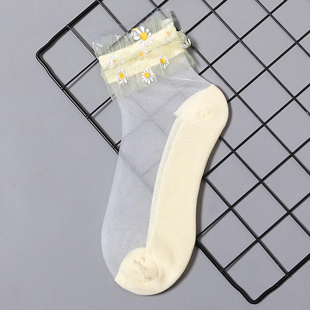 Женские дышащие чулки, модные летние тонкие носки с цветочной сеткой в стиле пэчворк