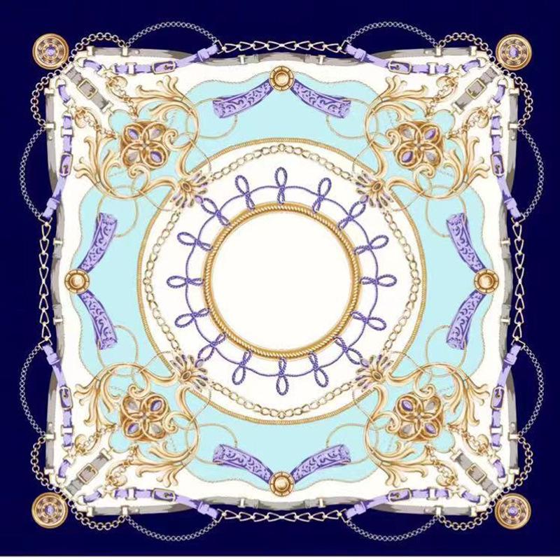 Высококачественные роскошные шелковые шарфы, повязка на голову, шарфы, шейный шарф для женщин, шелковый шарф с цепочкой, женская декоративная шаль