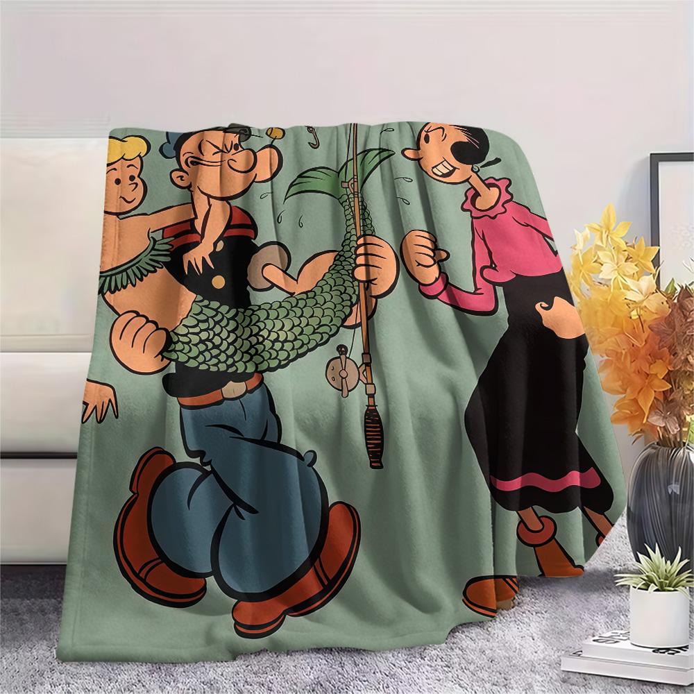 Popeye the Sailor Flannel Blanket, High quality Comfortable for All Seasons, Home Decor, Warmth and Comfort