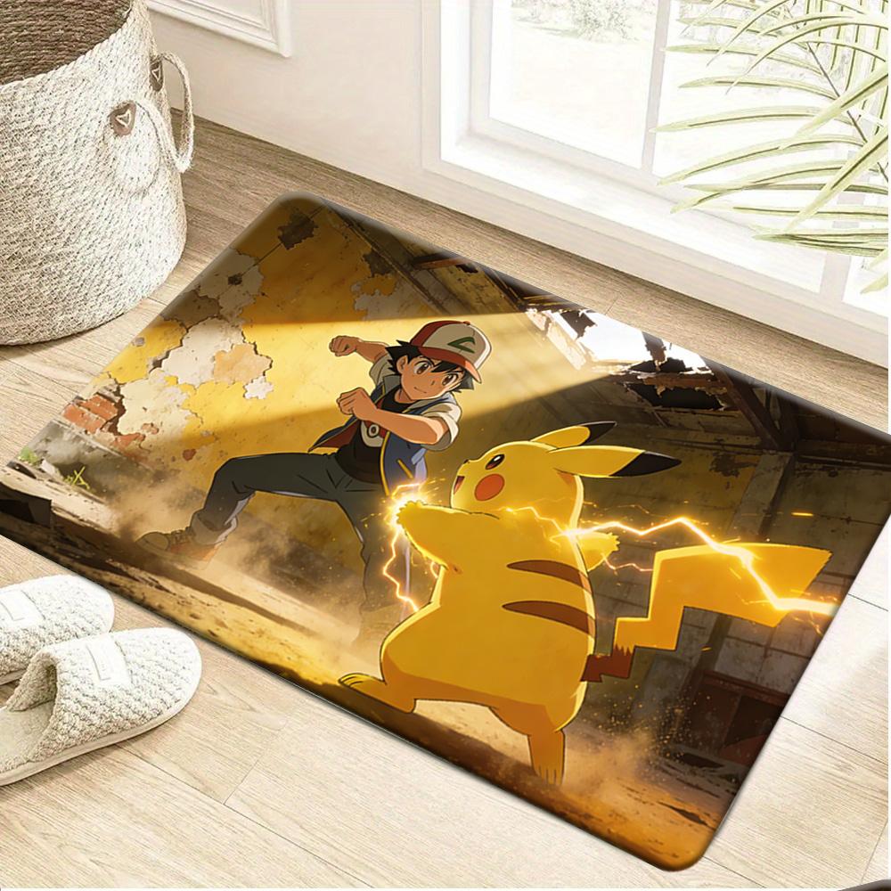 Cute Charmander Hands on Cheeks Print Doormat Anti-slip Absorbent Floor Mat for Home Entrance Bedroom Living Room Decor